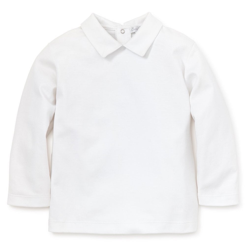 Kissy Kissy Basic Long Sleeve Tee with Collar 3t Pima cotton white